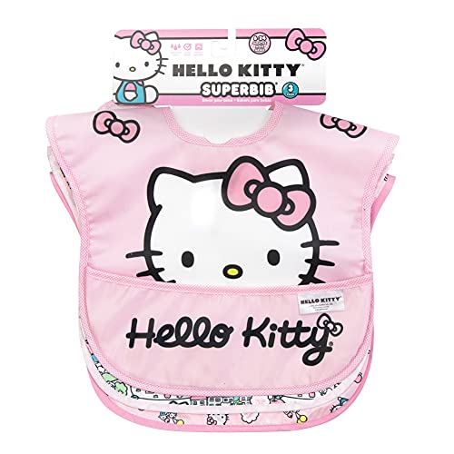 Bumkins Super Baby Bib, Waterproof Fabric, Fits Babies and Toddlers 6-24 Months, Sanrio Hello Kitty, 2 Piece Set