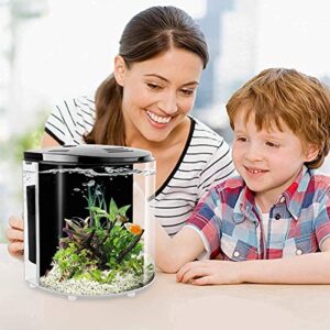 YCTECH 1.2 Gallon Betta Aquarium Starter Kits Fish Tank with LED Light and Filter Pump Black (320black)