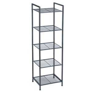 songmics 5-tier storage rack, bathroom shelf, extendable plant stand with adjustable shelf, for bathroom, living room, balcony, kitchen, black ubsc35bk