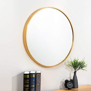 FANYUSHOW 20'' Gold Circle Mirror for Wall Mounted, Modern Brushed Brass Metal Frame Circular Mirror for Wall Decor, Vanity, Living Room, Bedroom