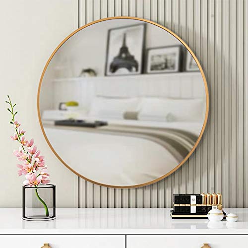 FANYUSHOW 20'' Gold Circle Mirror for Wall Mounted, Modern Brushed Brass Metal Frame Circular Mirror for Wall Decor, Vanity, Living Room, Bedroom