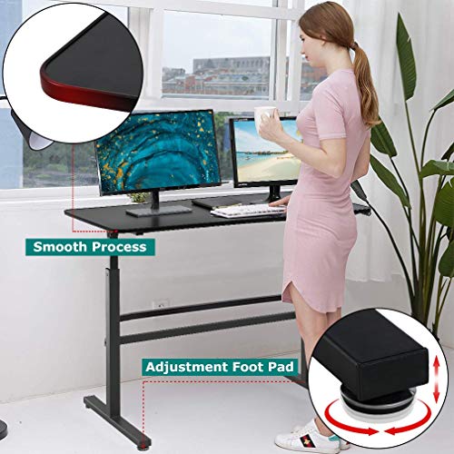 Adjustable Standing Desk, 47" Computer Desk Height Converter Desk Computer Workstation Large Desktop Stand Up Desk Ergotron Laptop Sit-Stand Desk Fit Dual Monitor for Home Office,Black