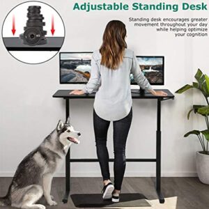 Adjustable Standing Desk, 47" Computer Desk Height Converter Desk Computer Workstation Large Desktop Stand Up Desk Ergotron Laptop Sit-Stand Desk Fit Dual Monitor for Home Office,Black