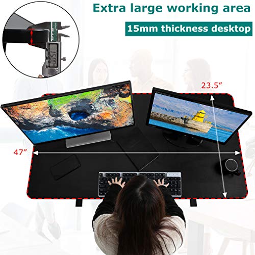 Adjustable Standing Desk, 47" Computer Desk Height Converter Desk Computer Workstation Large Desktop Stand Up Desk Ergotron Laptop Sit-Stand Desk Fit Dual Monitor for Home Office,Black