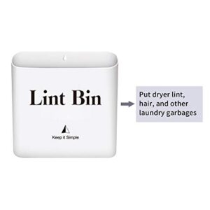 Magnetic Lint Bin for Laundry Room by Subekyu, Small Waste Bin or Laundry Storage Container for Hanging on Dryer/Washer/Wall, 0.85 Gallon, White