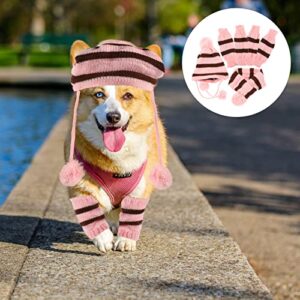 Balacoo Winter Dog Knitted Scarf Hat Set Dog Warmers Set Pet Winter Costume Doggie Winter Outfits for Dog Cat