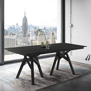 armen living cortina 79" mid-century modern black wood dining table legs
