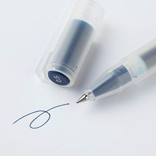 MUJI - 0.5mm Blue Black Smooth Gel Ink Ballpoint Cap Pen (10 pieces)