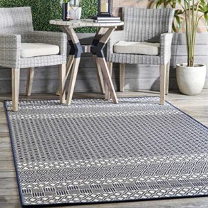nuloom frontier striped lattice indoor/outdoor area rug, 8' x 10', blue