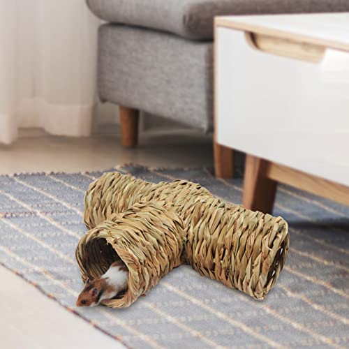 Nature's Hideaway Grass Tunnel Toy,Straw House with Open Entrance,Lightweight,Durable Home for Pocket Pets,Suitable for Rats,Syrian Hamster,Ferrets,Guinea Pig ,Chinchilla Hedgehog and Budgies