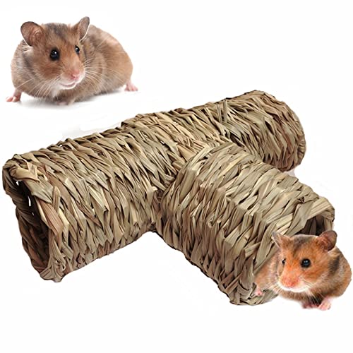 Nature's Hideaway Grass Tunnel Toy,Straw House with Open Entrance,Lightweight,Durable Home for Pocket Pets,Suitable for Rats,Syrian Hamster,Ferrets,Guinea Pig ,Chinchilla Hedgehog and Budgies