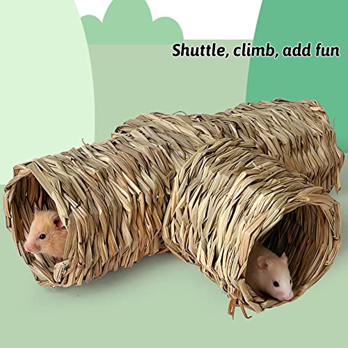 Nature's Hideaway Grass Tunnel Toy,Straw House with Open Entrance,Lightweight,Durable Home for Pocket Pets,Suitable for Rats,Syrian Hamster,Ferrets,Guinea Pig ,Chinchilla Hedgehog and Budgies