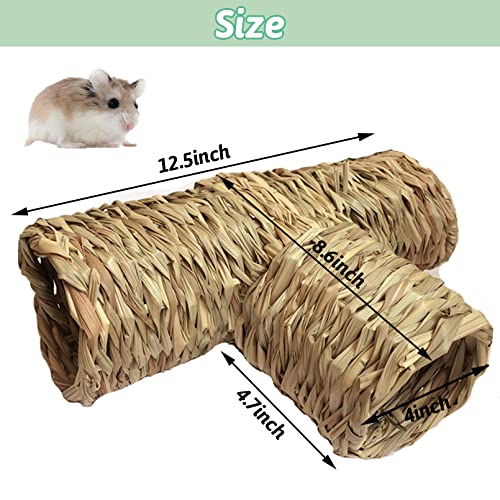 Nature's Hideaway Grass Tunnel Toy,Straw House with Open Entrance,Lightweight,Durable Home for Pocket Pets,Suitable for Rats,Syrian Hamster,Ferrets,Guinea Pig ,Chinchilla Hedgehog and Budgies