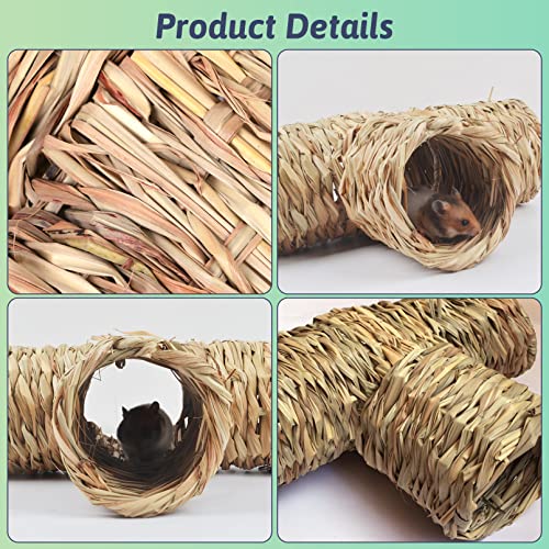 Nature's Hideaway Grass Tunnel Toy,Straw House with Open Entrance,Lightweight,Durable Home for Pocket Pets,Suitable for Rats,Syrian Hamster,Ferrets,Guinea Pig ,Chinchilla Hedgehog and Budgies