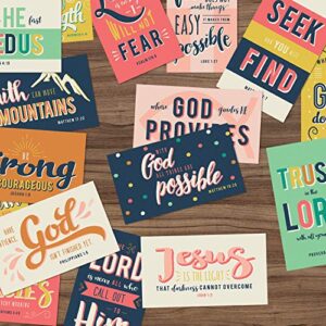 Canopy Street Religious Motivational Quote Cards / 2" x 3.5" Flat Business Card Size / 50 Positivity Cards / 25 Uplifting Christian Designs