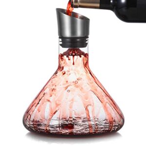 cooko wine decanter, built-in bubbler wine pourer, hand-blown crystal glass, wine decanter with aerator, wine gift, wine accessories (1500ml)