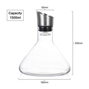 Cooko Wine Decanter, Built-in Bubbler Wine Pourer, Hand-blown Crystal Glass, Wine Decanter With Aerator, Wine Gift, Wine Accessories (1500ML)