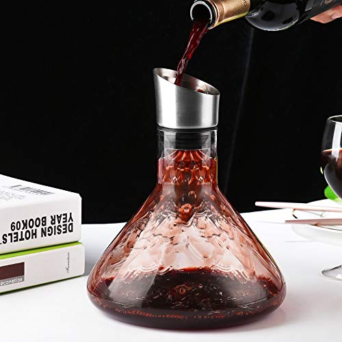 Cooko Wine Decanter, Built-in Bubbler Wine Pourer, Hand-blown Crystal Glass, Wine Decanter With Aerator, Wine Gift, Wine Accessories (1500ML)