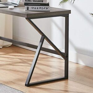 HSH Rustic Grey Computer Desk, Metal and Wood Home Office Desk, Industrial Modern Vintage Work Study Writing Table for Livingroom Bedroom, Farmhouse Oak PC Desk, Wooden Computer Table, Gray 47 Inch