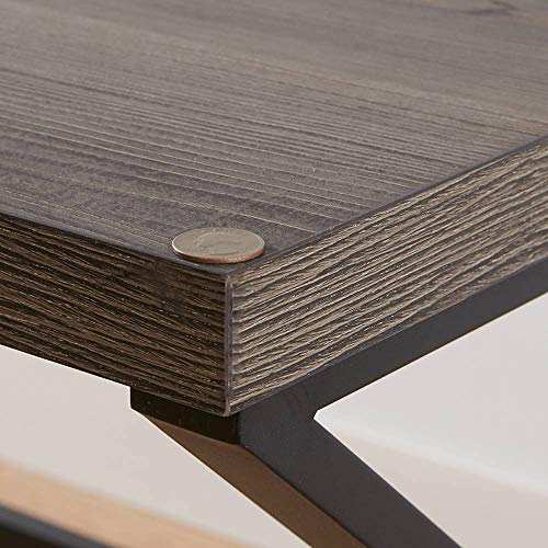 HSH Rustic Grey Computer Desk, Metal and Wood Home Office Desk, Industrial Modern Vintage Work Study Writing Table for Livingroom Bedroom, Farmhouse Oak PC Desk, Wooden Computer Table, Gray 47 Inch