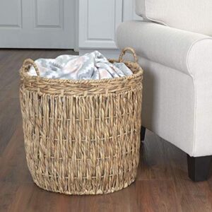 Household Essentials Tall Round Wicker Storage Basket | Brown, Water Hyacinth