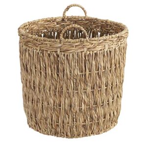 Household Essentials Tall Round Wicker Storage Basket | Brown, Water Hyacinth