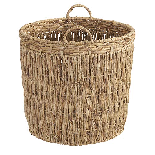 Household Essentials Tall Round Wicker Storage Basket | Brown, Water Hyacinth