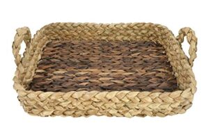 bloomingville decorative 22" l handwoven seagrass tray with handles basket, brown