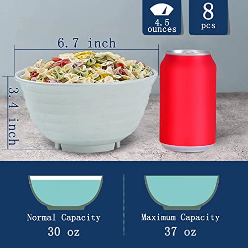 Homestockplus Unbreakable Cereal Bowls 30 OZ Ramen Bowl Microwave and Dishwasher Safe BPA-Free Eco-Friendly Deep Soup Bowl for Cereal, Salad, Soup, Rice（NOT CERAMIC） [Set of 8]