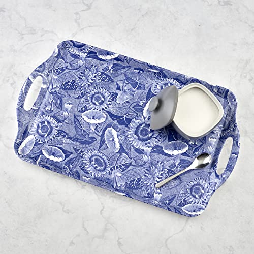 Pimpernel Blue Room Sunflower Collection Large Handled Tray | Serving Tray for Lunch, Coffee, or Breakfast | Made of Melamine | Measures 18.9" x 11.6" | Dishwasher Safe