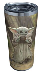 tervis triple walled star wars - the mandalorian child sipping insulated tumbler cup keeps drinks cold & hot, 20oz - stainless steel, stainless steel