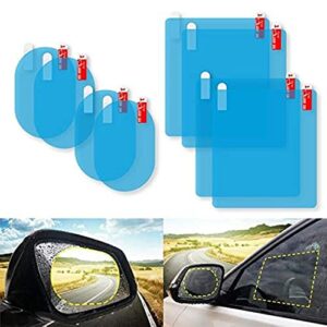 8pcs car rearview mirror anti-fog film,car side view mirror waterproof film,nano film anti fog mirror window rainproof film,clear protective film for car mirrors and side windows ensure drive safely