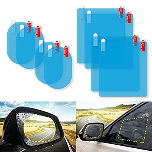 8PCS Car Rearview Mirror Anti-Fog Film,Car Side View Mirror Waterproof Film,Nano Film Anti Fog Mirror Window Rainproof Film,Clear Protective Film for Car Mirrors and Side Windows Ensure Drive Safely