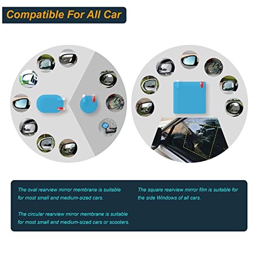 8PCS Car Rearview Mirror Anti-Fog Film,Car Side View Mirror Waterproof Film,Nano Film Anti Fog Mirror Window Rainproof Film,Clear Protective Film for Car Mirrors and Side Windows Ensure Drive Safely