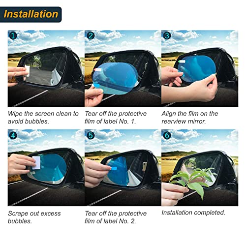 8PCS Car Rearview Mirror Anti-Fog Film,Car Side View Mirror Waterproof Film,Nano Film Anti Fog Mirror Window Rainproof Film,Clear Protective Film for Car Mirrors and Side Windows Ensure Drive Safely