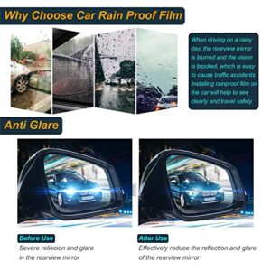 8PCS Car Rearview Mirror Anti-Fog Film,Car Side View Mirror Waterproof Film,Nano Film Anti Fog Mirror Window Rainproof Film,Clear Protective Film for Car Mirrors and Side Windows Ensure Drive Safely