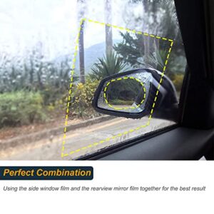 8PCS Car Rearview Mirror Anti-Fog Film,Car Side View Mirror Waterproof Film,Nano Film Anti Fog Mirror Window Rainproof Film,Clear Protective Film for Car Mirrors and Side Windows Ensure Drive Safely