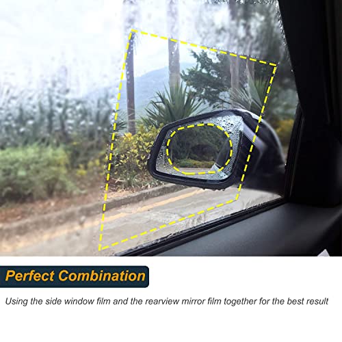 8PCS Car Rearview Mirror Anti-Fog Film,Car Side View Mirror Waterproof Film,Nano Film Anti Fog Mirror Window Rainproof Film,Clear Protective Film for Car Mirrors and Side Windows Ensure Drive Safely