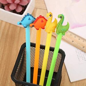 Chris.W 12 Pcs Cute Cartoon Dinosaur Rollerball Gel Pens Set, 0.5mm Fine Point Writing Pens for Boys Students, Black Ink, Dino Themed Party Favors