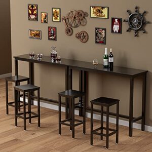 COSTWAY 3-Piece Bar Table Set, 39.5” Bar Table with 2PC 28” Bar Stools, Pub Height Dinning Table Set with Counter Height Backless Stools, Breakfast Table Set for Apartment/Bistro/Pub (Black)