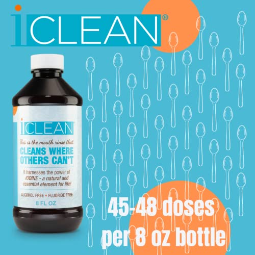 iCLEAN Mouthwash, Fluoride Free, Alcohol Free, Harnesses The Power of Iodine. Molecular Iodine Mouth Rinse That Cleans Where Others Can't