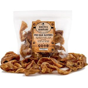 brutus & barnaby pig ear slivers - thick cut, all natural dog treat, healthy pure pork ear, easily digested, best gift for large & small dogs (1 lb)