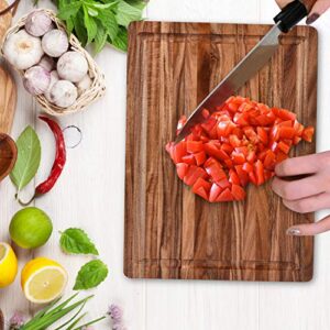 Acacia Wood Cutting Board with Juice Grooves(16" x 12")- Wooden Chopping Board for Meat, Vegetables, Fruit & Cheese