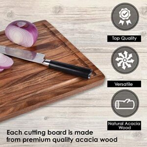 Acacia Wood Cutting Board with Juice Grooves(16" x 12")- Wooden Chopping Board for Meat, Vegetables, Fruit & Cheese