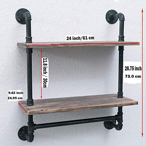 FUQI Industrial Pipe Bathroom Shelves Decor Wall Mounted 2 Tiered ...