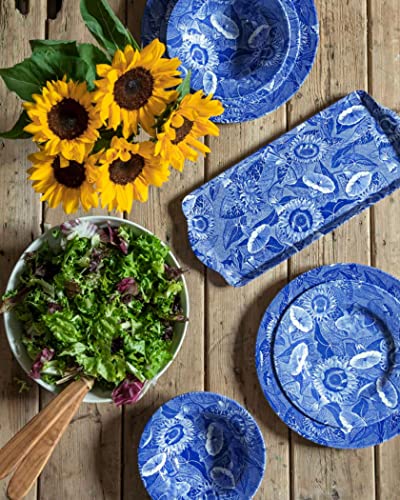 Pimpernel Blue Room Sunflower Collection Sandwich Tray | Serving Platter | Crudité and Appetizer Tray | Made of Melamine | Measures 15.1" x 6.5" | Dishwasher Safe