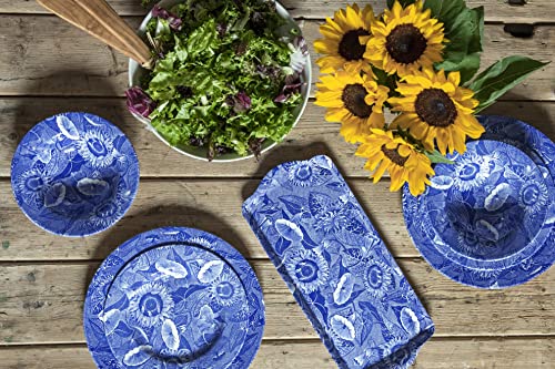 Pimpernel Blue Room Sunflower Collection Sandwich Tray | Serving Platter | Crudité and Appetizer Tray | Made of Melamine | Measures 15.1" x 6.5" | Dishwasher Safe