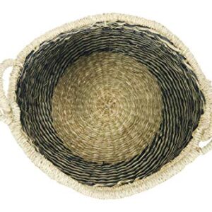 Bloomingville 21.25" H Handwoven Seagrass Handle Basket, Black