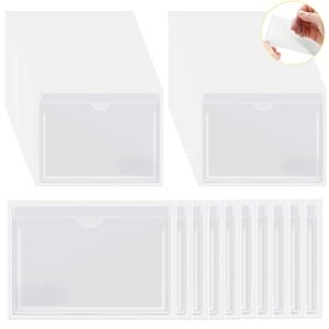 self-adhesive index card pockets 30 pcs 4.72 x 3.54 inches & 10 pcs 6.5 x 5 inches, blank insert cards for storage organizing catalogs and loss prevention