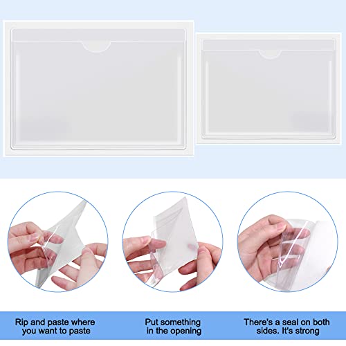 Self-Adhesive Index Card Pockets 30 Pcs 4.72 x 3.54 Inches & 10 Pcs 6.5 x 5 Inches, Blank Insert Cards for Storage Organizing Catalogs and Loss prevention